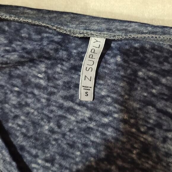 Z Supply Dark Steel Blue Heather Long Sleeve Tee - Size Small - Picture 4 of 7